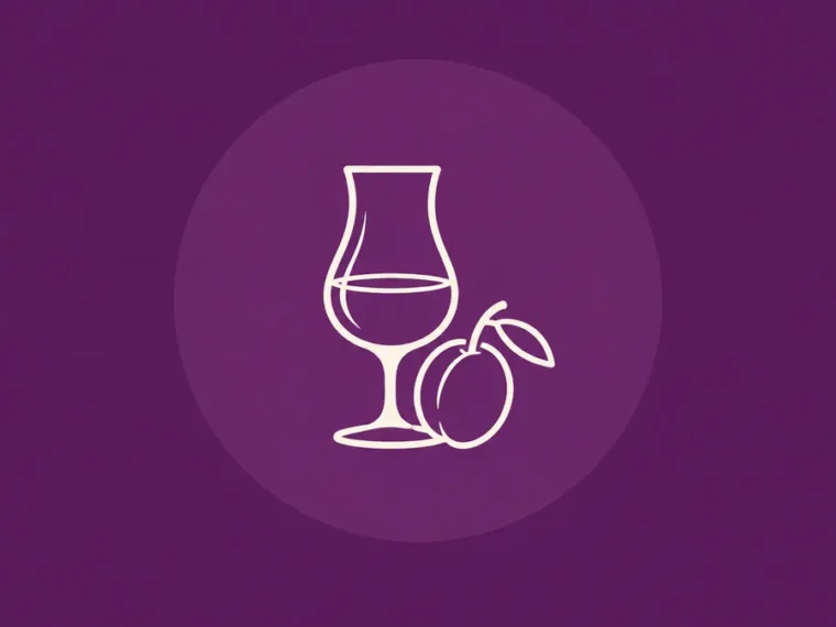 Icono lineal de copa y ciruela para aguardiente de ciruela