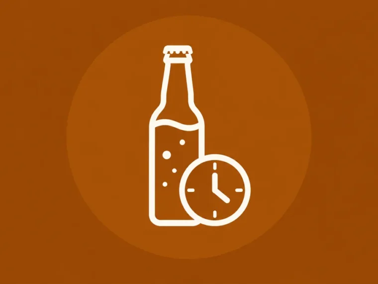 Icono lineal de botella y reloj para conservación de cerveza