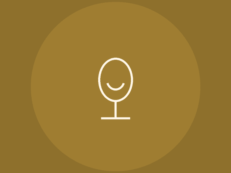 Icono lineal de copa sobre fondo dorado para champan y vino espumoso