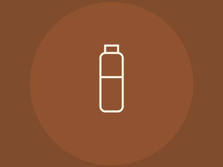 Icono lineal de botella sobre fondo cobre para graduacion de palinca
